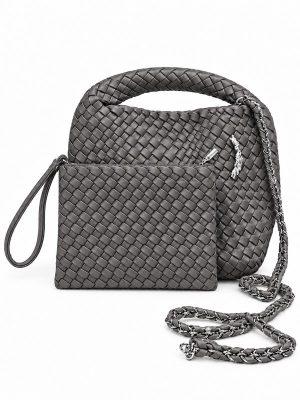 Borsa in neoprene intrecciato con tracolla
